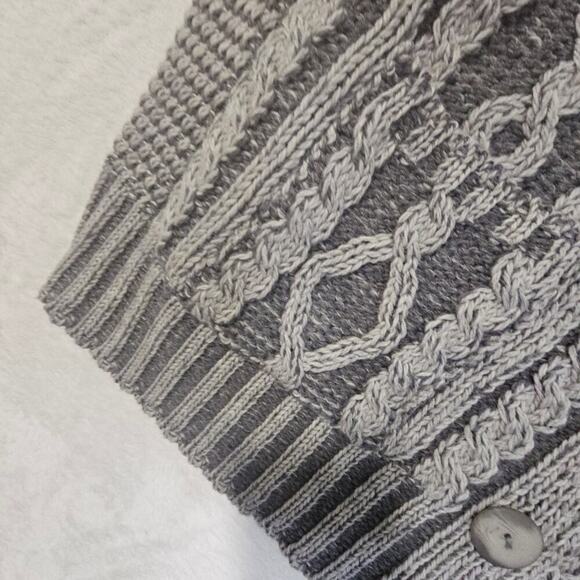 Aaron Craft NWT L Gray 100% Merino Wool Buttondown Grandpa VibeSweater Fisherman - Picture 12 of 16